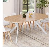 Table à manger ronde extensible - IDMARKET - ALIX - Bois et blanc - 4-10 personnes - 110-200 cm