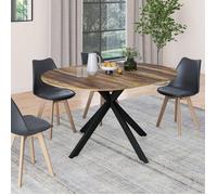 Table à manger ronde extensible - IDMARKET - ALIX - Bois vieilli et noir - 4-8 personnes - 110-150 cm