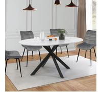 Table à manger ronde extensible - IDMARKET - ALIX - Mabre et noir - 4-8 personnes - 110-150 cm