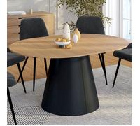 Table à manger ronde extensible - IDMARKET - ANGELE - Bois et noir - 6 personnes - 110-150 cm