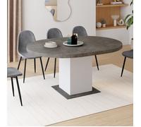 Table à manger ronde extensible - IDMARKET - EDEN - Blanc et béton - 4-8 personnes - 120-160 cm