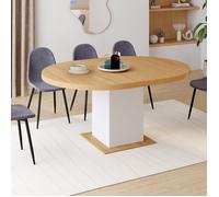 IDMarket - Table à Manger Extensible Ronde Eden 4-8 Personnes Bois et Blanc 120-160 cm