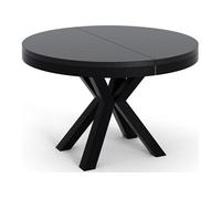 WFL GROUP Table à Manger Ronde Extensible Style Loft - Table Industrielle avec Pieds en Métal Noir - Gain De Place pour Salon Et Séjour - Noir - 120 Cm