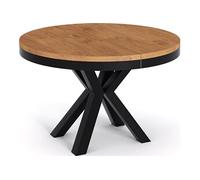 Table à Manger Ronde Extensible Style Loft - Table Industrielle Avec Pieds En Métal Noir - Gain De Place Pour Salon Et Séjour - Chêne Lancelot - 100
