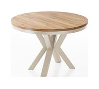 WFL GROUP Table à Manger Ronde Extensible Style Loft - Table Industrielle avec Pieds Métalliques Gris-Beige Cachemire - Table Gain De Place pour Salon - Chêne Craft Or - 120 à 200 Cm