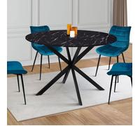 Table à manger ronde fixe - IDMARKET - ALIX - Noir et marbre noir - 6 personnes - 110 cm