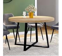 Table à manger ronde fixe - IDMARKET - SELMA - Bois et noir - 4-6 personnes - 110 cm