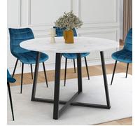 Table à manger ronde fixe - IDMARKET - SELMA - Mabre et noir - 4-6 personnes - 110 cm