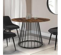 Table à manger ronde fixe - IDMARKET - YUNA - Bois vieilli et noir - 6 personnes - 110 cm