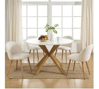 Table à manger ronde HARRY blanc et effet chêne 120cm