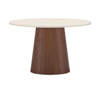 Table à Manger Ronde ""Lanzi"" 120cm Beige & Marron