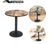 Table à manger ronde-MENGDA-Plateau Bois et Pied en Métal Noir- Pour 2 à 4 Personnes-Convient pour la Cuisine, Manger, café