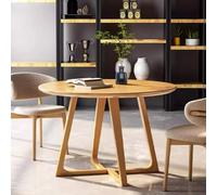 Table à manger ronde moderne du milieu du siècle en bois massif, conception de piédestal rustique pour les petits espaces, peut accueillir 2 à 4 personnes, meubles de cuisine et de salle à manger