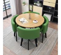 Table à manger ronde pour 4 personnes avec chaises, table basse et chaises combinées, table de salle à manger pour balcon ou salon, table de loisirs style rétro, chaises en cuir PU, pieds en métal,