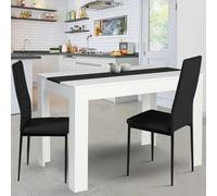 Table à manger ROZY 4 personnes blanche et noire 110 cm