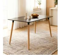 Table à Manger SHANNON, Rectangulaire, L 120 cm, 4 Personnes, Noir, Table Salle à Manger au Style Scandinave