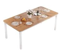 TABLE A MANGER-Table à Manger Industrielle Robuste-Plateau Bois Noyer Blanc,jetons biseautés,Pieds métal Solides pour 6-8 Personne