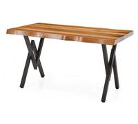 Table à manger Table de jardin Table avec arête d'arbre Bois Acier inoxydable