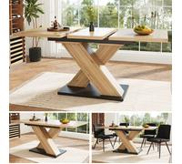 Table à manger télescopique - OEM - Extensible 119-158,5cm - Bois naturel - 6 à 8 places
