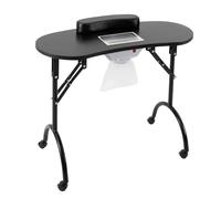 Table à ongles avec aspirateur à ongles, 5,5 W, table de manucure, pliable, 90 x 40 cm, charge jusqu'à 30 kg, 4 roulettes pivotantes avec freins, avec repose-poignet, sacs à poussière, idéal pour