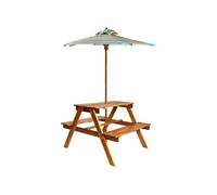 vidaXL Table de pique-nique pour enfants avec parasol 79x90x60 cm bois d'acacia