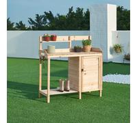 Table à plantes 'Alessano' avec armoire 110 x 107 x 46 cm bois de sapin