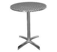 Bolero Table Bistro plateau basculant rond en inox 600 mm, cadre en aluminium, plateau en acier inoxydable, dimensions : 720 (H) x 600 (Dia) mm, U423