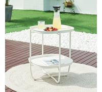 Table à plateaux 'Sandefjord' rectangulaire avec 2 plateaux amovibles acier 57,5 x 46 x 46 cm blanc
