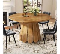 Table à rallonge ronde convertible en ovale 118-158 cm pour 6 personnes bois marron [nom de la marque]
