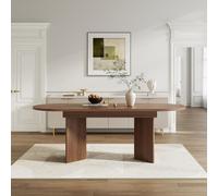 Table à rallonges 140/180 x 90 cm – table de cuisine rectangulaire aux angles arrondis et au plateau surépaissi, pour 6 à 8 personnes, style épuré, noyer