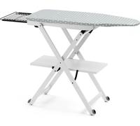 Table à repasser ARIT STIROCOMODO, réglable en hauteur, structure en hêtre massif, roulettes à la base, support pour fer à repasser coulissant - couleur blanche