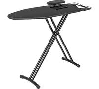 Table à repasser pratique, surface de repassage de 122 x 38 cm, réglable en hauteur, pliable pour un rangement compact, compatible avec la plupart des centrales vapeur, couleur noire