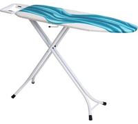 Table à repasser réglable à 4 pieds, housse supplémentaire, motif bleu et blanc
