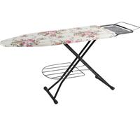 Table à repasser Relaxdays pour fer à vapeur, 110 x 33 cm, réglable en hauteur, pliable, avec tablette, motif « Roses », multicolore
