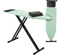 Table à repasser Relaxdays pour fer à vapeur, 123 x 39 cm, réglable en hauteur, pliable, avec tablette, table de repassage, vert/noir