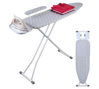 Table à repasser Relaxdays pour fer à vapeur, 131 x 33 cm, réglable en hauteur, pliable, planche à repasser les manches, table de repassage, blanc/gris