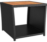 Table à thé et dessus en bois Noir Résine tressée Acacia massif