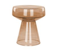 Table Appoint Design Moderne Forme Ovale en Verre Transparent Marron Doré Laguna