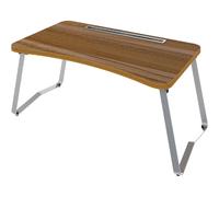 Table auxiliaire pliante LEVIRA Bia 60x35 cm gris metallise et noyer Troia