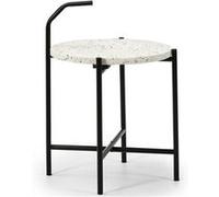 Table auxiliaire Yala avec Plateau en terrazzo Blanc et Pieds métalliques en Noir Mat Blanc G