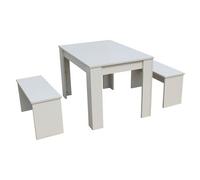 Table avec 2 bancs "Tino" - 110 x 74 x 70 cm - Blanc