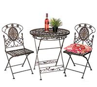 DanDiBo Groupe de sièges en fer jardin antique Bistroset AVIS Table de bistrot avec 2 chaises pliantes en métal Table de jardin