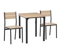 HOMCOM Ensemble table et chaise Table avec 2 chaises style industriel acier noir MDF coloris bois de chêne Aosom France