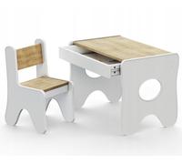 Table avec tiroir et bureau enfant marron et blanc, table pour dessiner, jouer