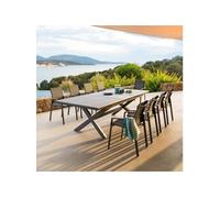 Hespéride Table de jardin extensible AXIOME - Ardoise granitée 10 places - Aluminium traité époxy