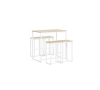 Table bar avec 4 tabourets pour petit espace - Design compact 100x60x96 cm OGT15-WN