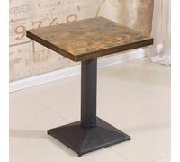 Table bar et table à manger - Table de style industriel, carrée, 60x60x75 cm - Plateau en bois avec pieds en fer - Style rétro vintage - Aspect moderne inspiré du Maroc - Couleur : Noir