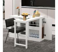 Table bar gain de place, blanche – Table d'appoint pivotante à 360° avec espace de rangement et portes en verre