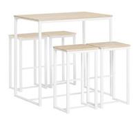 SoBuy Table Haute Mange Debout avec 4 Tabourets Ensemble Table Bar Cuisine Gain de Place pour Petit Espace Table Mange-Debout Compacte pour Cuisine, Balcon ou Salle à Manger 100x60x96cm OGT15-WN