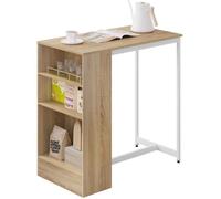 Table Bar WOLTU - Chêne Clair+Blanc - 91x49x91cm - 3 étagères - Résistant aux rayures et à l'eau